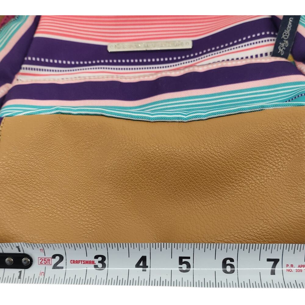 Lily Bloom Mini Backpack Purse Colorful Stripe Crossbody Bag Vegan Leather Trim - Picture 8 of 8